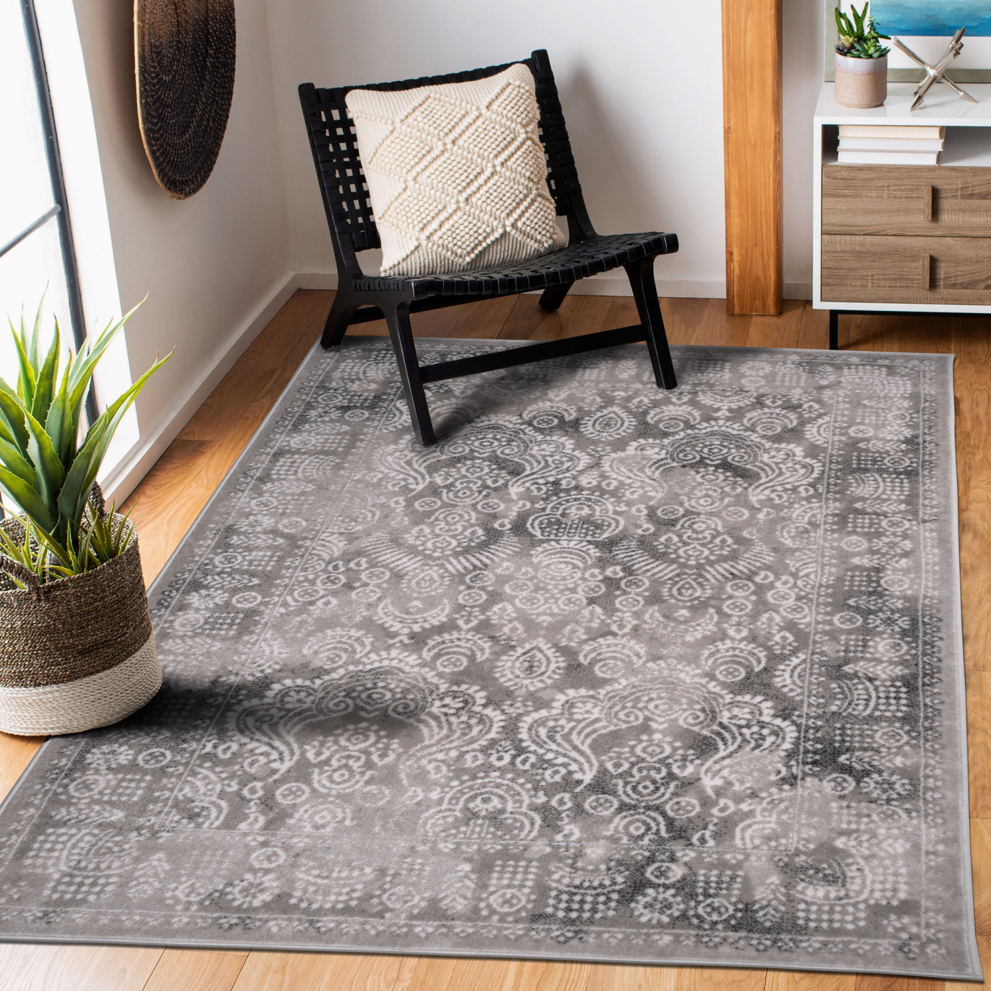 Dywan Elisa Ornament szary 80 x 200 cm Leroy Merlin