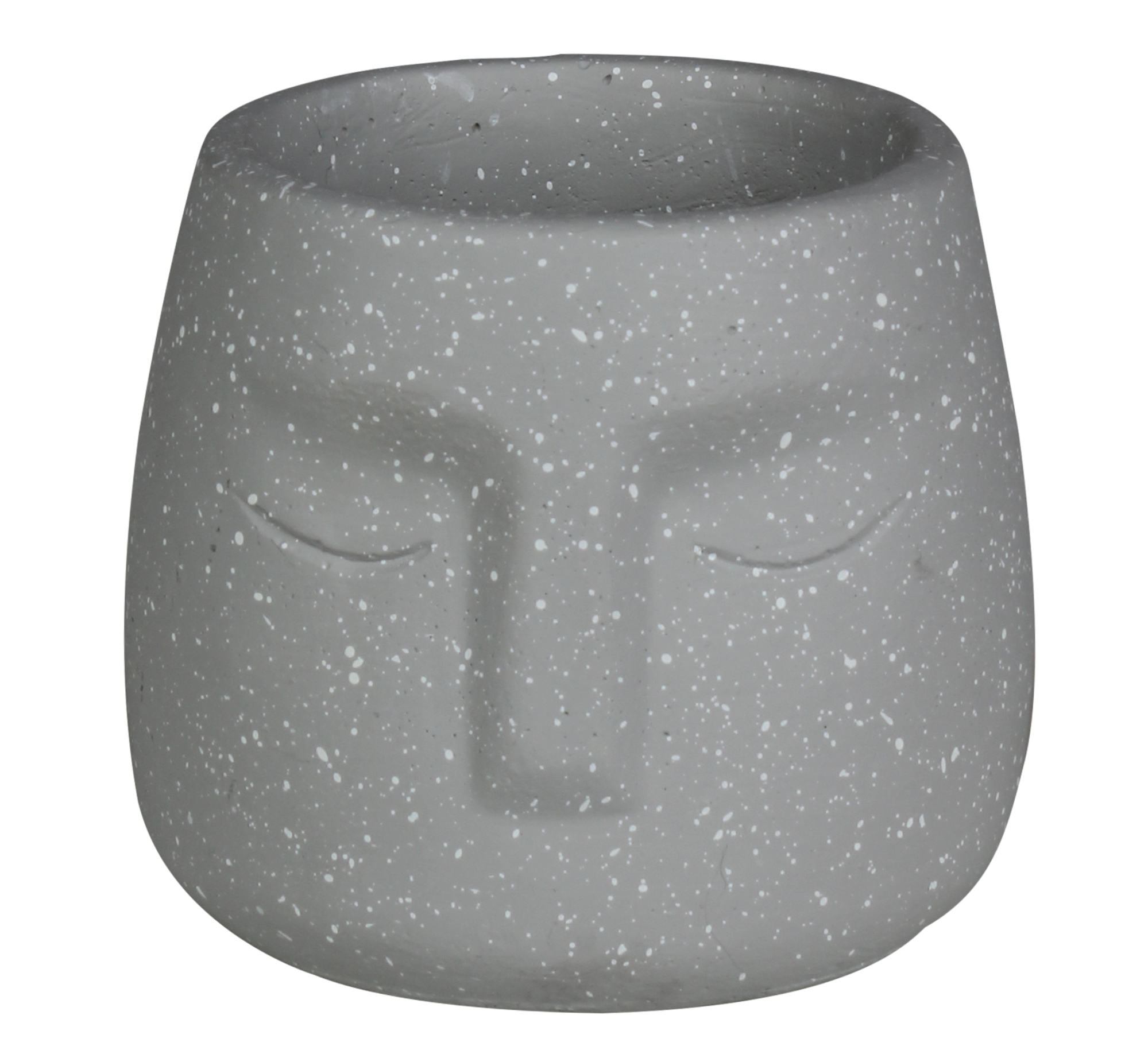 Osłonka doniczki cementowa Lone Twarz 11cm boho aztec szara