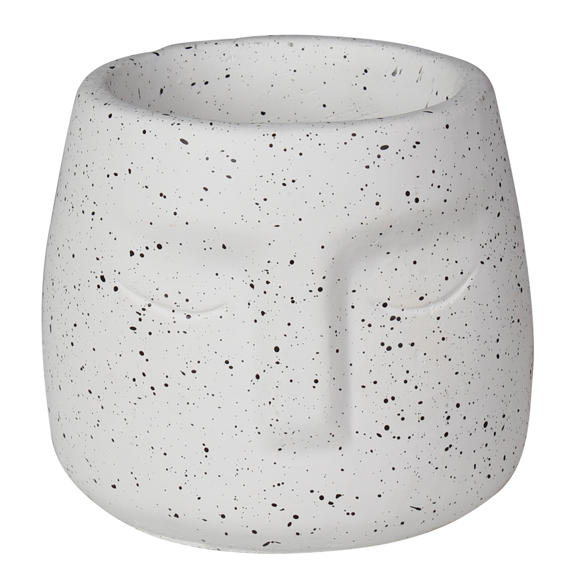 Osłonka doniczki cementowa Lone Twarz 11cm boho aztec kremowa