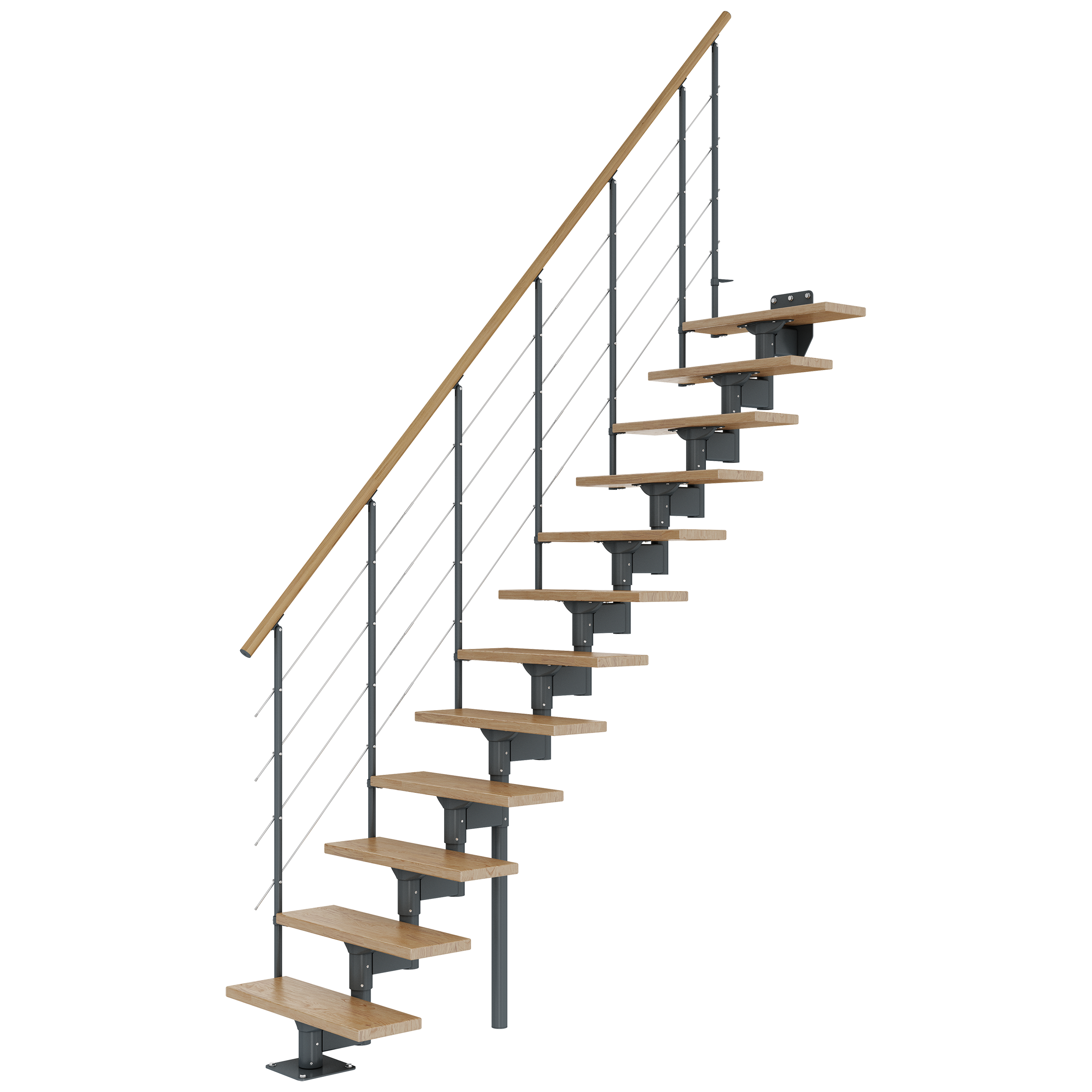 Schody modułowe proste antracytowe Boston stopnie dębowe lakierowane 12 ...