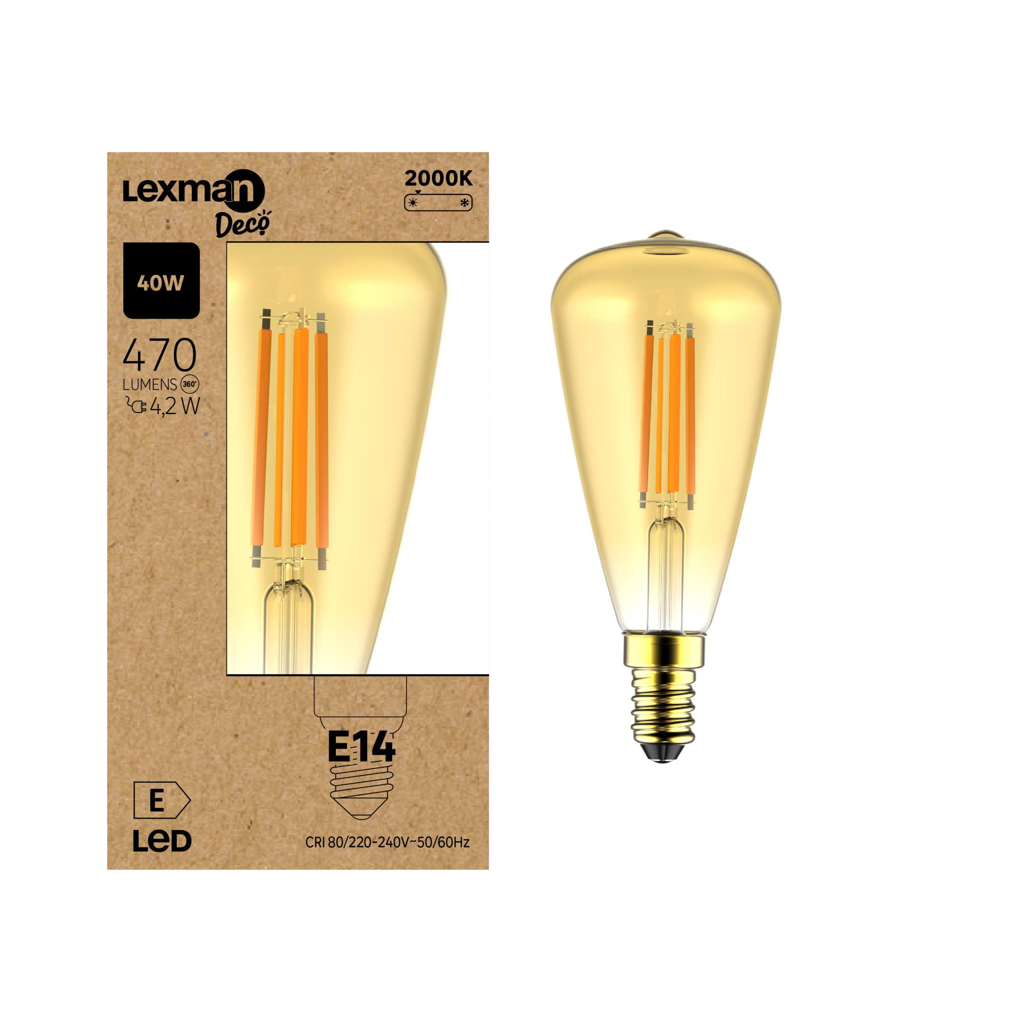 Żarówka dekoracyjna LED E14 4,2 W 470 lm Lexman - Leroy Merlin
