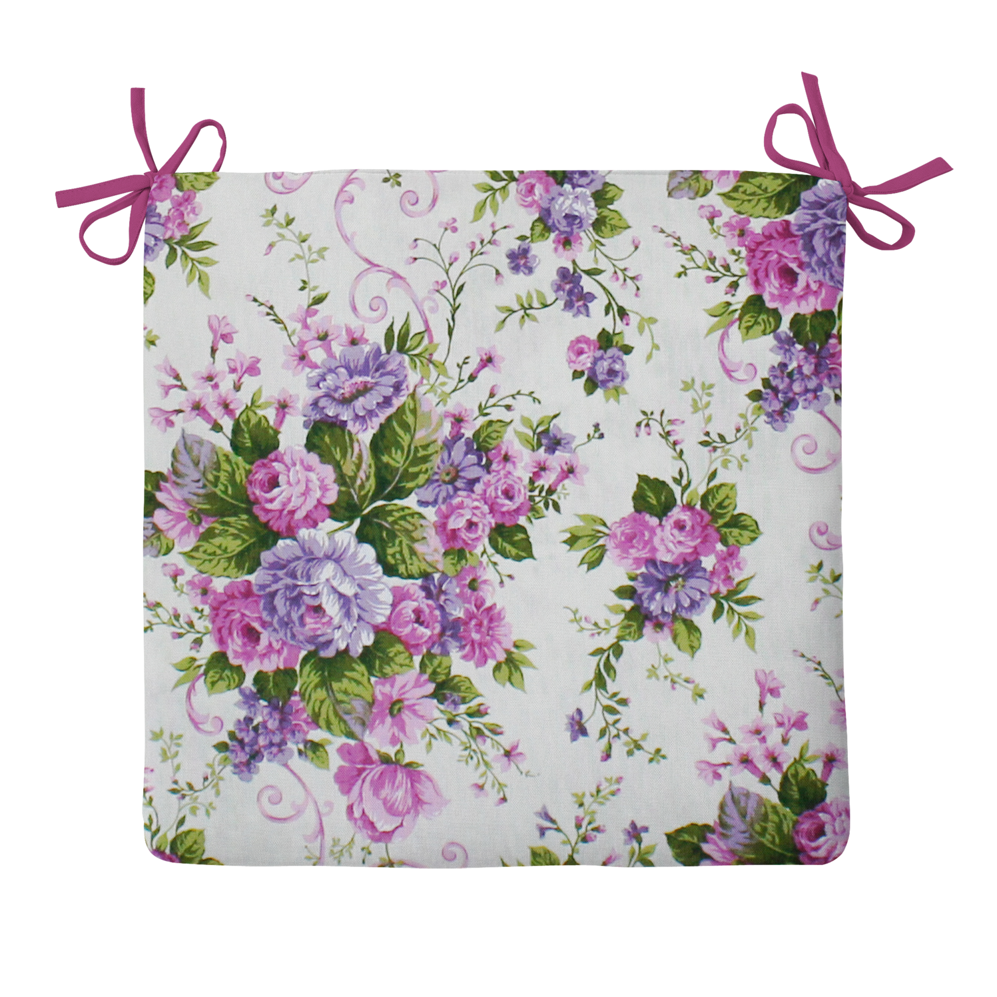 Poduszka na krzesło Mia Blumen fioletowa 40 x 40 x 2 cm