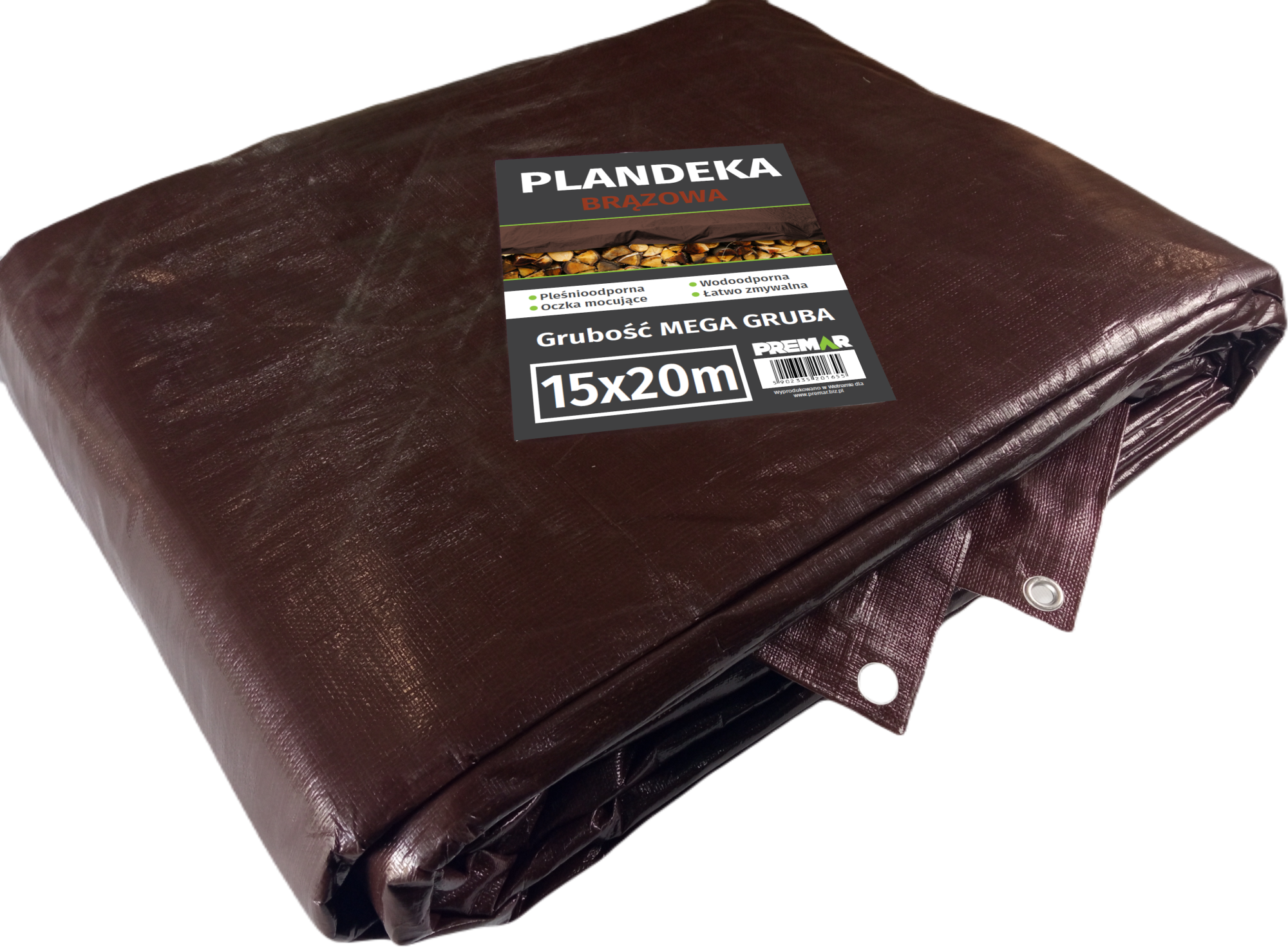 Plandeka ochronna 15x20 m 200 g/m2 brązowa