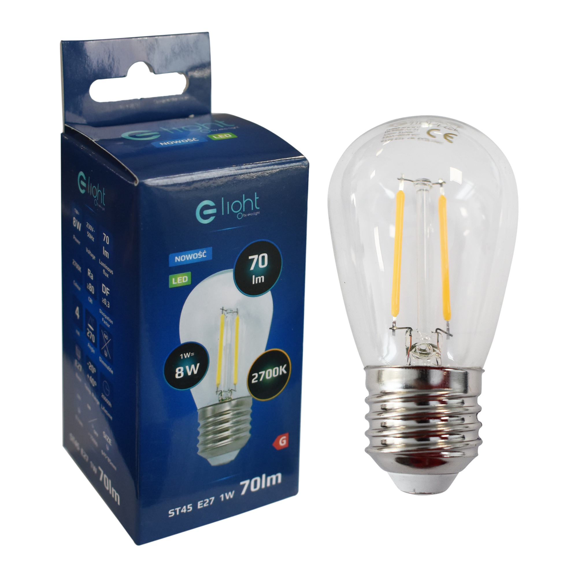 Żarówka LED E27 1 W = 12 W 70 lm Ciepła biel Eko-Light