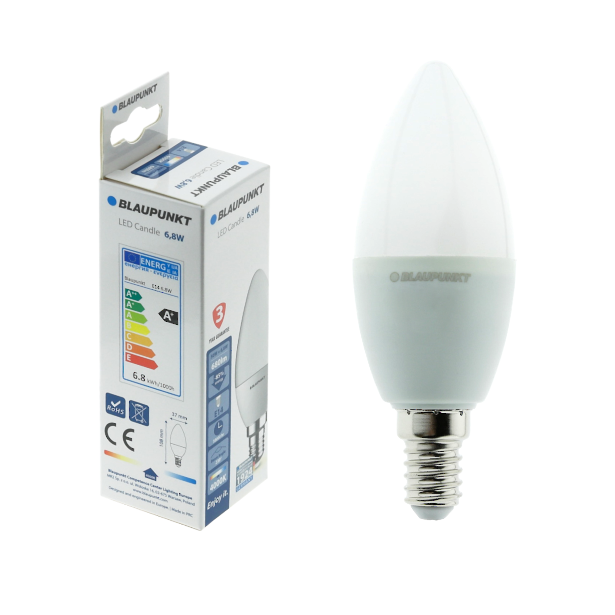 Żarówka LED E14 6.8 W = 50 W 640 lm Neutralna biel Blaupunkt