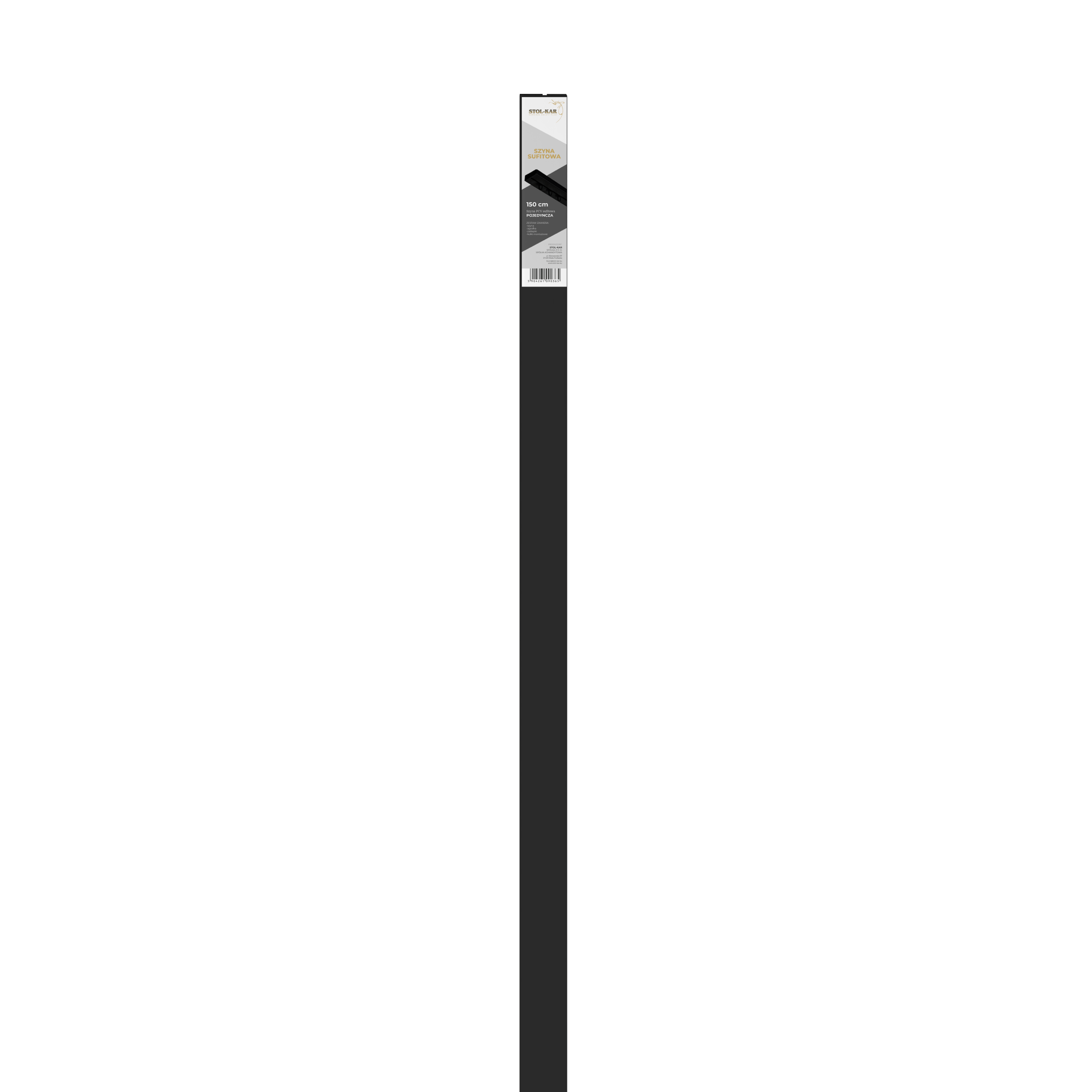 Szyna sufitowa 1-torowa czarna 150 cm z akcesoriami PVC
