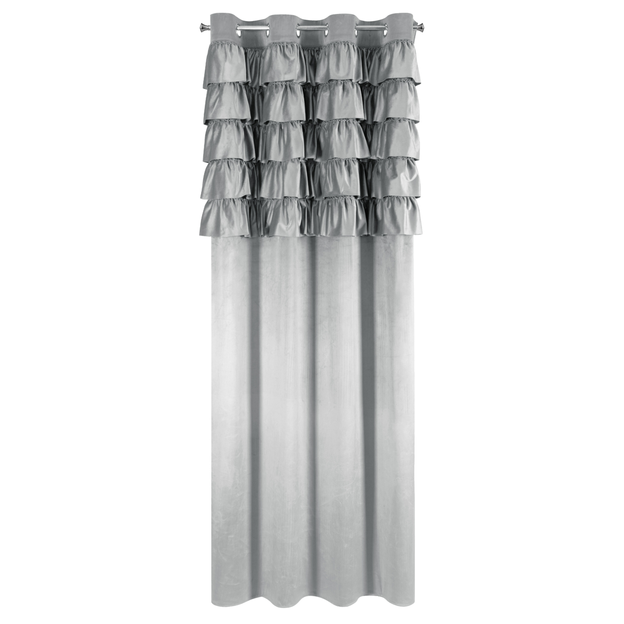 Zasłona Aura 140 x 250 cm szaro-srebrna na przelotkach