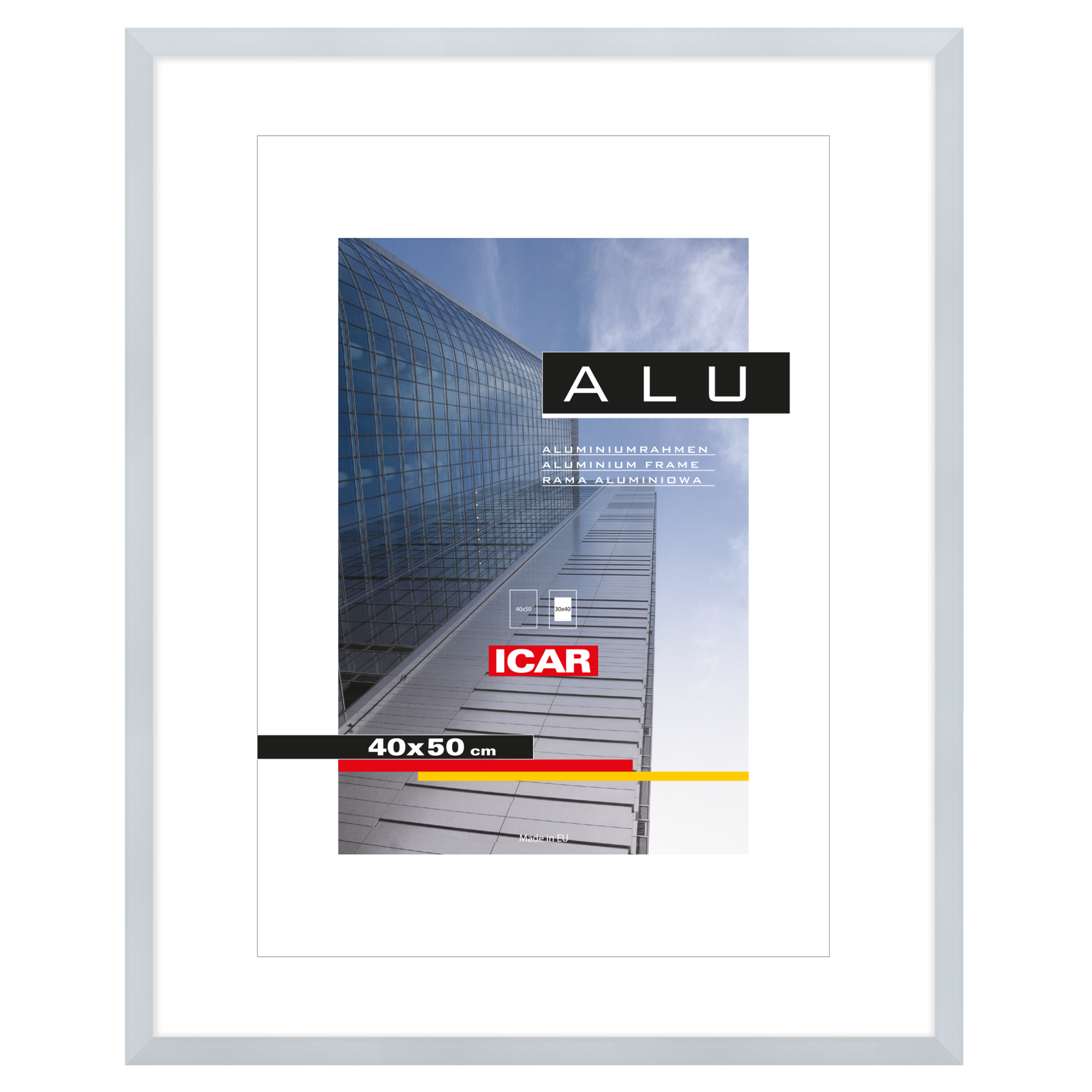 Ramka na zdjęcia ALU E 40 x 50 cm srebrna półmatowa aluminiowa