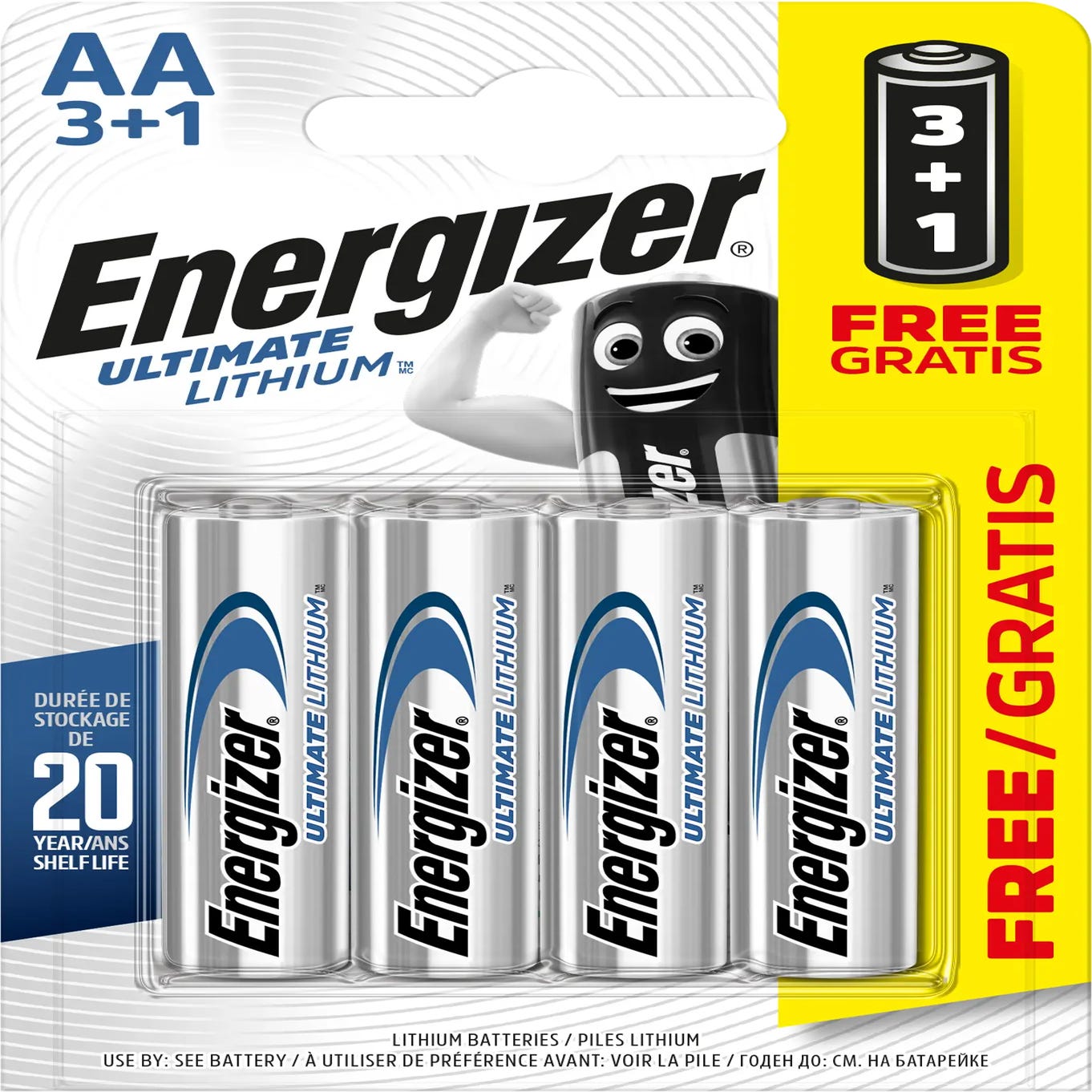 Energizer Pilhas AA, bateria Ultimate de lítio dupla A, 4 unidades
