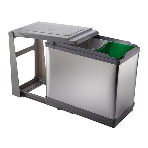 Balde Lixo Extraível 14 + 14 L para Armário de Cozinha de 300 mm