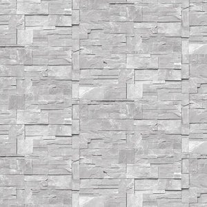 Papel de parede vinílico lavável imitação muro de pedra ardósia branca  textura em relevo - Austin Stone 127673 da GAULAN - Rolo de 10 m x 0,53 m