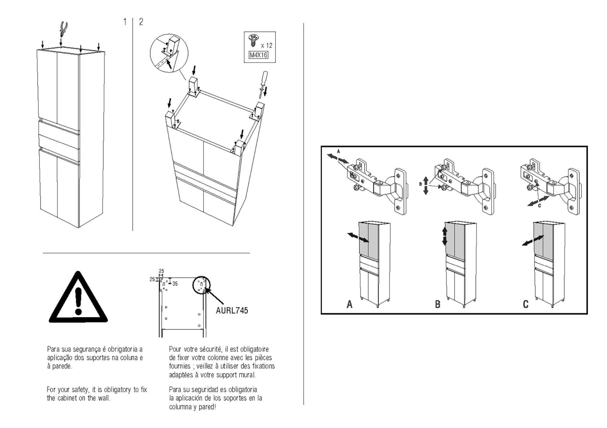 Móvel para casa de banho de AML ZEUS de 61x172x31.5 cm Branco - 7