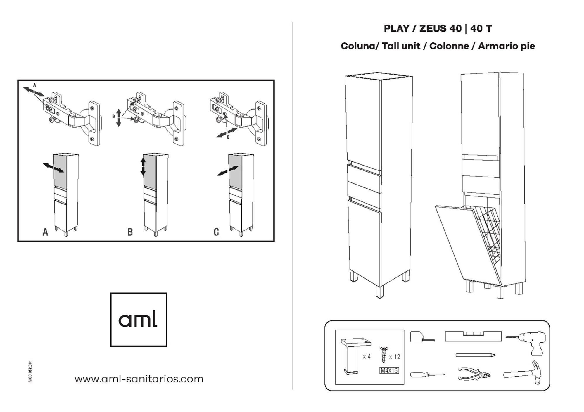 Móvel alto com cesto para roupa 40x32x180 cm branco Zeus - 7
