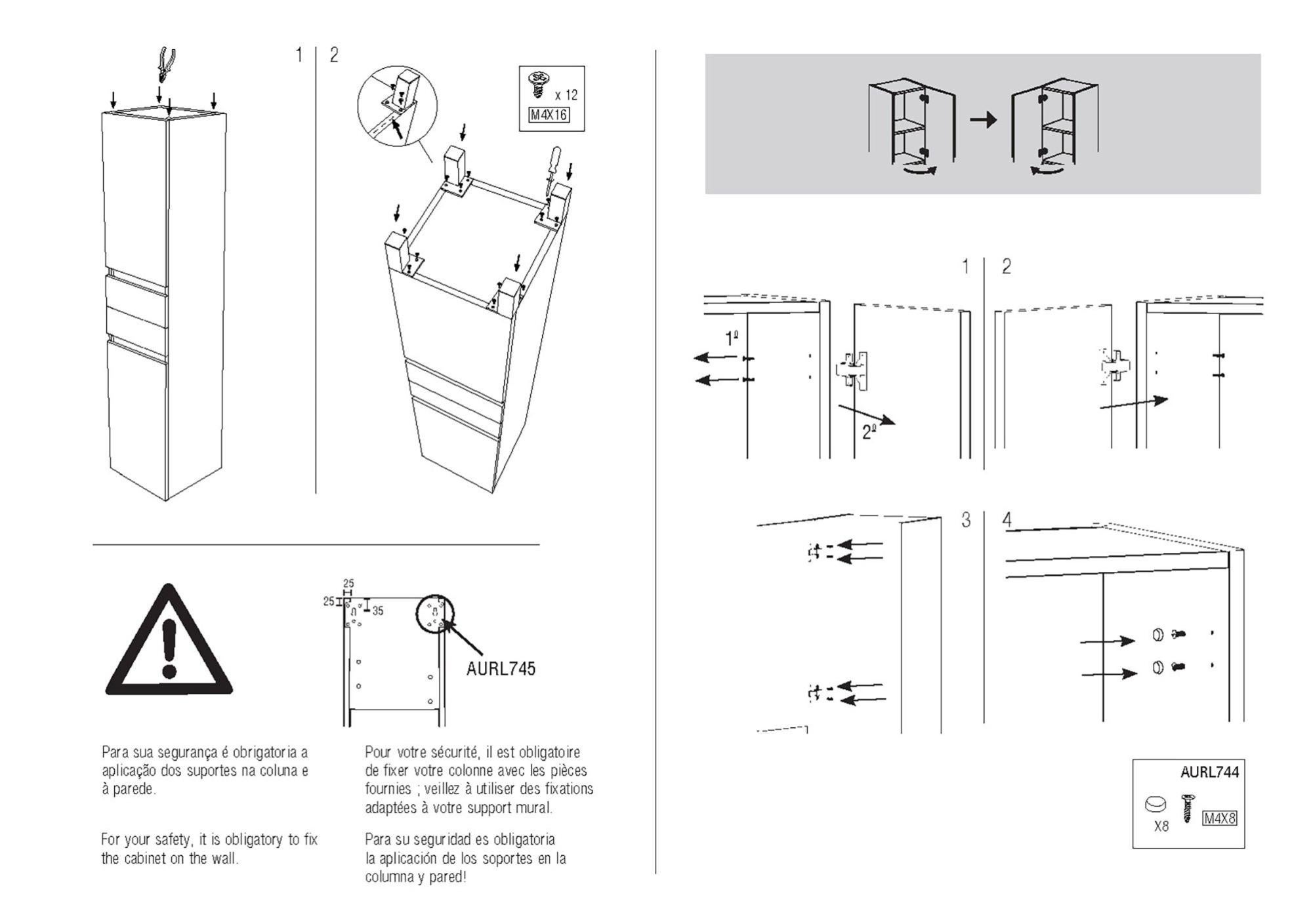 Móvel alto com cesto para roupa 40x32x180 cm branco Zeus - 6