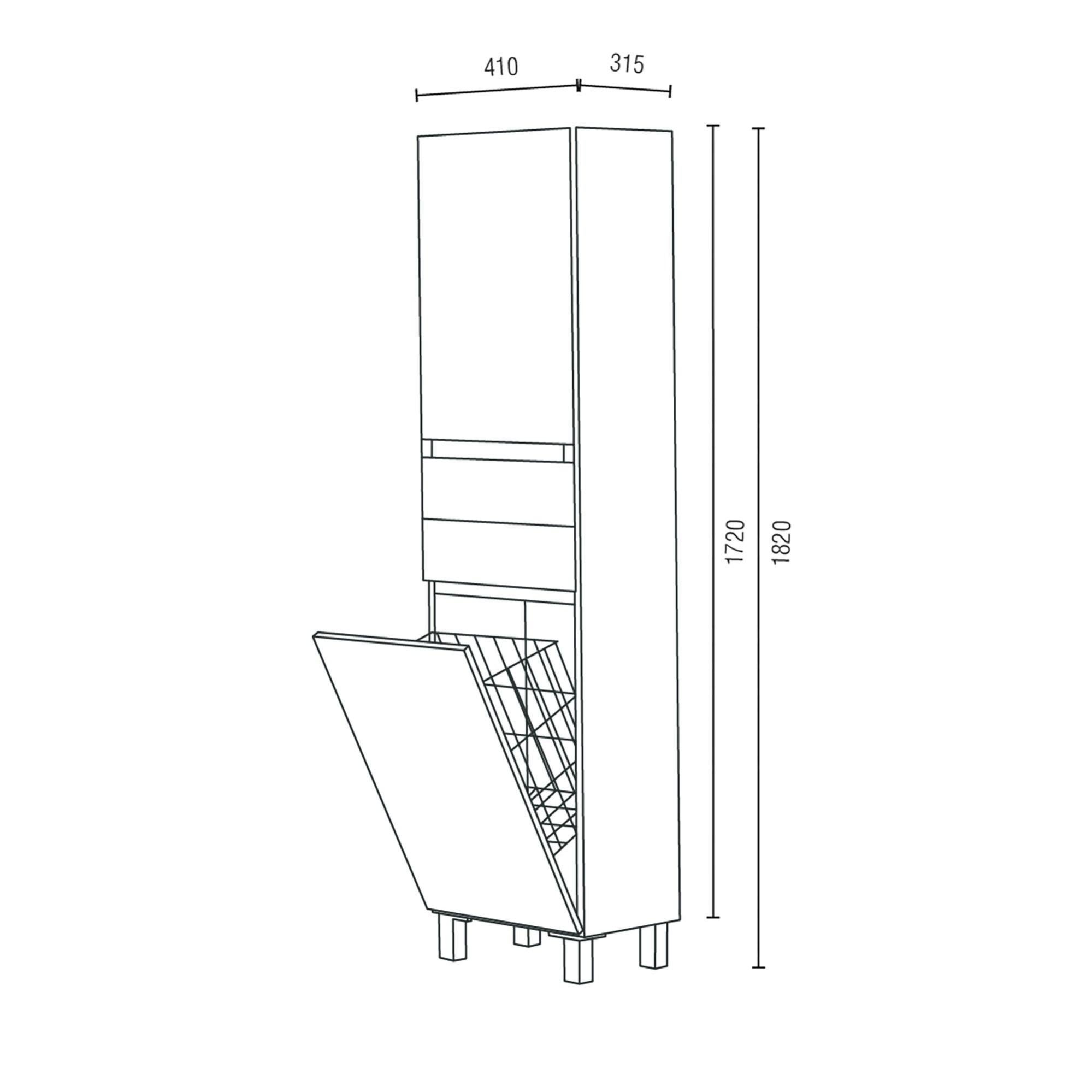 Móvel alto com cesto para roupa 40x32x180 cm branco Zeus - 5