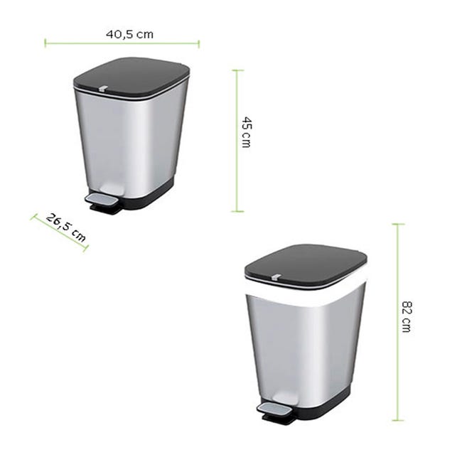 Caixote do lixo de cozinha com pedal LES COLLECTORS N°728 (aço inoxidável  branco- 30L) 