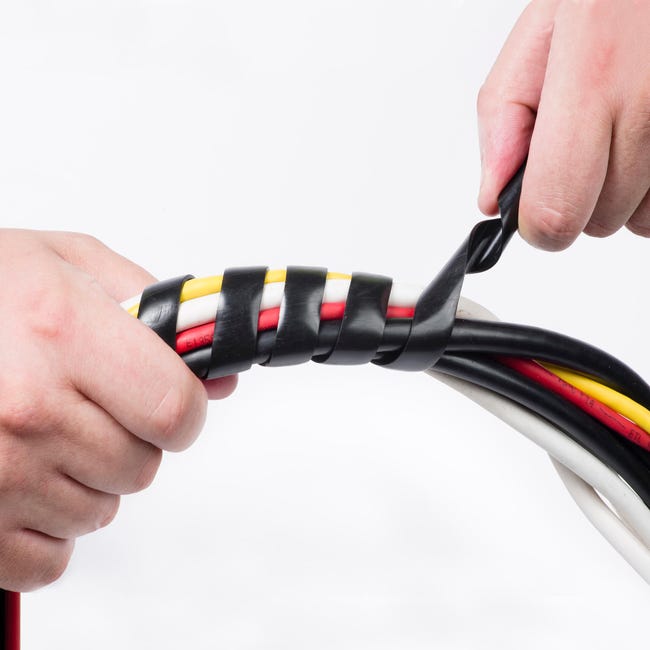 Organizador de cables Dutoplast Organizador fios e cabos spiraduto 1/4  preto - 2 metros espiral 1 packs
