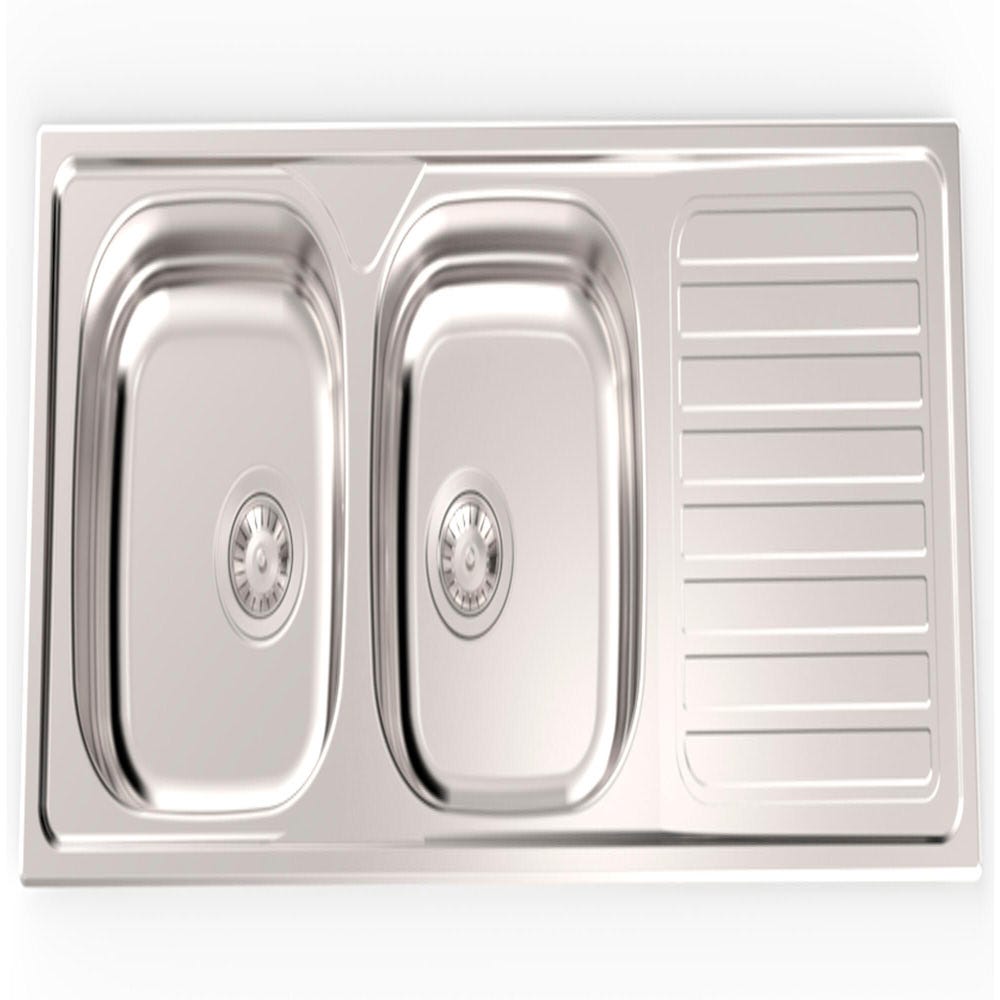 Lava-louça de aço inoxidável cinzento lava-louça de cozinha com lava-copos  lava-loiças de dois seios lava-louça debaixo bancada acessórios incluídos