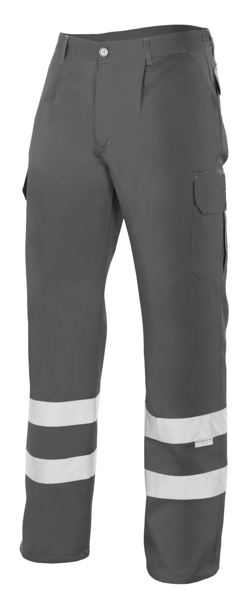 Pantalones Largos DeTrabajo, Multibolsillos, Resistentes, Rodilla  Reforzada, Gris/Amarillo Talla 46/48 L