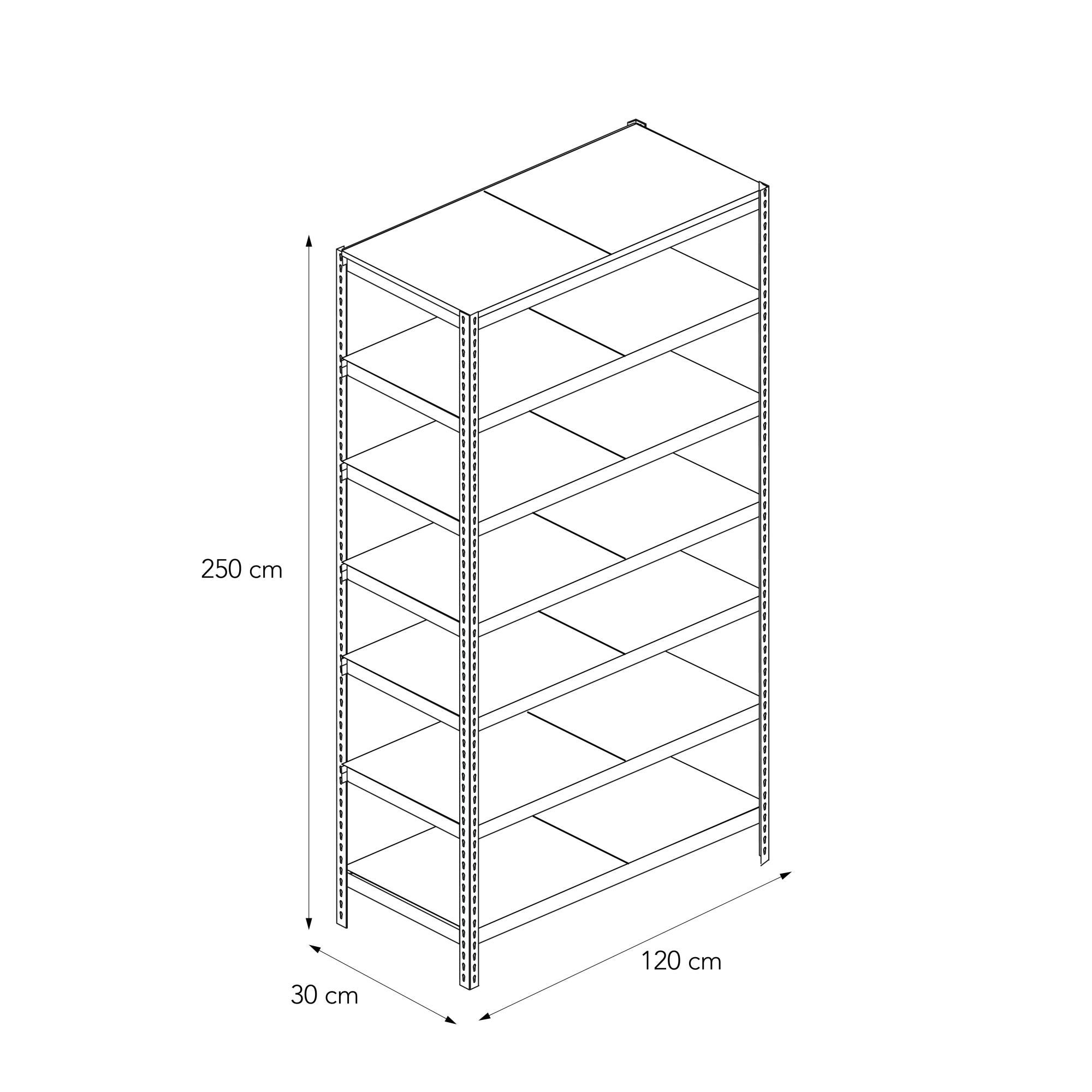 Estante metálica AR SHELVING CINZA 250X90X30CM 150KG 7 PRATELEIRAS