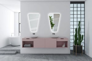 Espelho de casa de banho led 70cm＋anti-embaciamento＋interrutor tátil