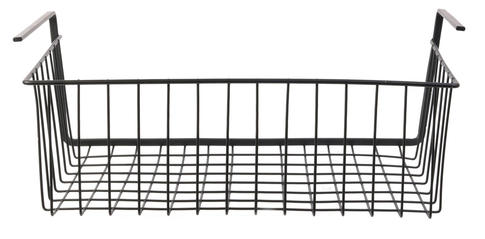 Cesta colgante de metal negro de 40x14x26 cm (anchoxaltoxfondo)