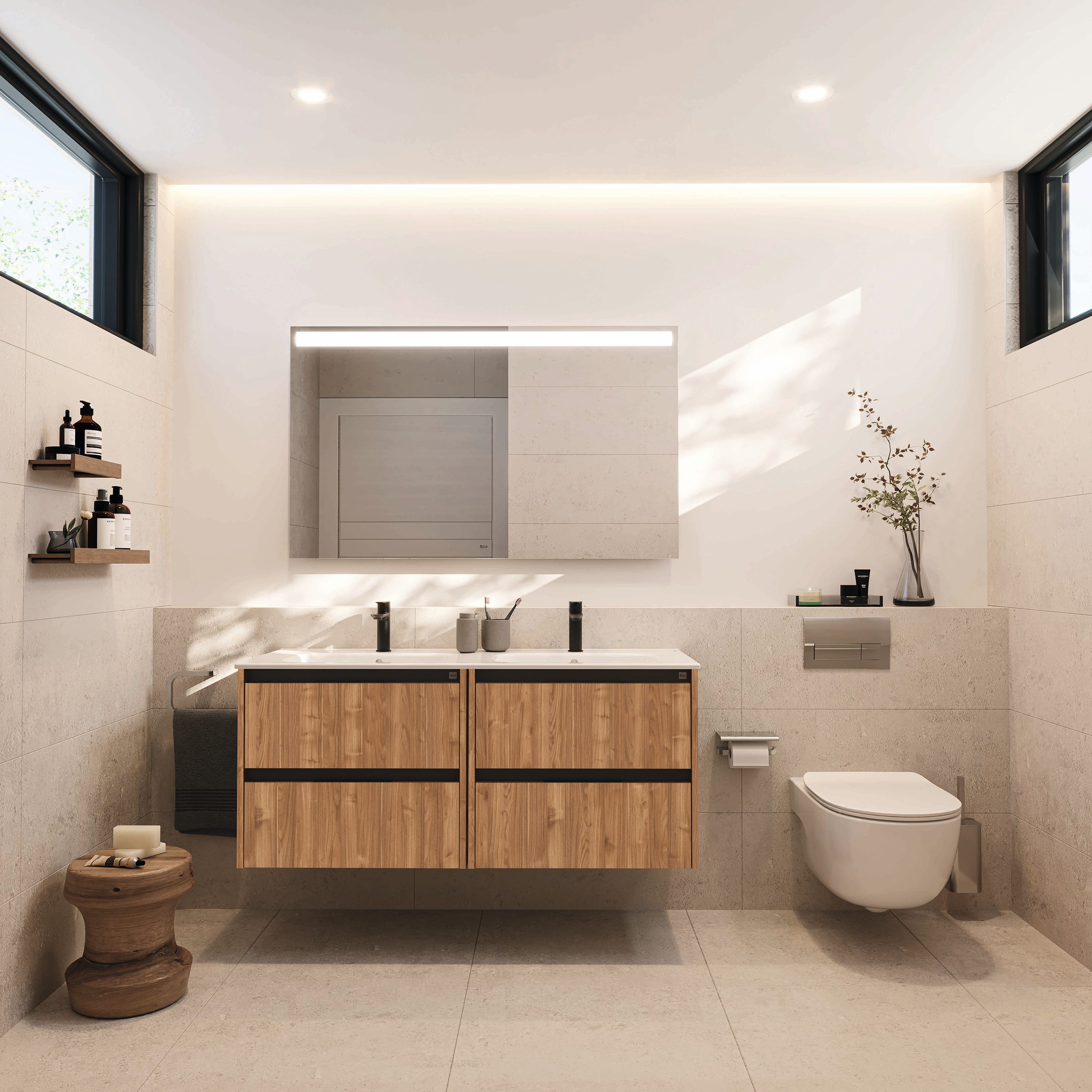 Móvel para casa de banho com 4 gavetas e 1 porta central cm lavatório e  fabricado em aglomerado Life B10 - Habitium®