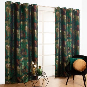 Maison Exclusive Cortinas opacas con ganchos look de lino 2 pzas verde  140x245cm