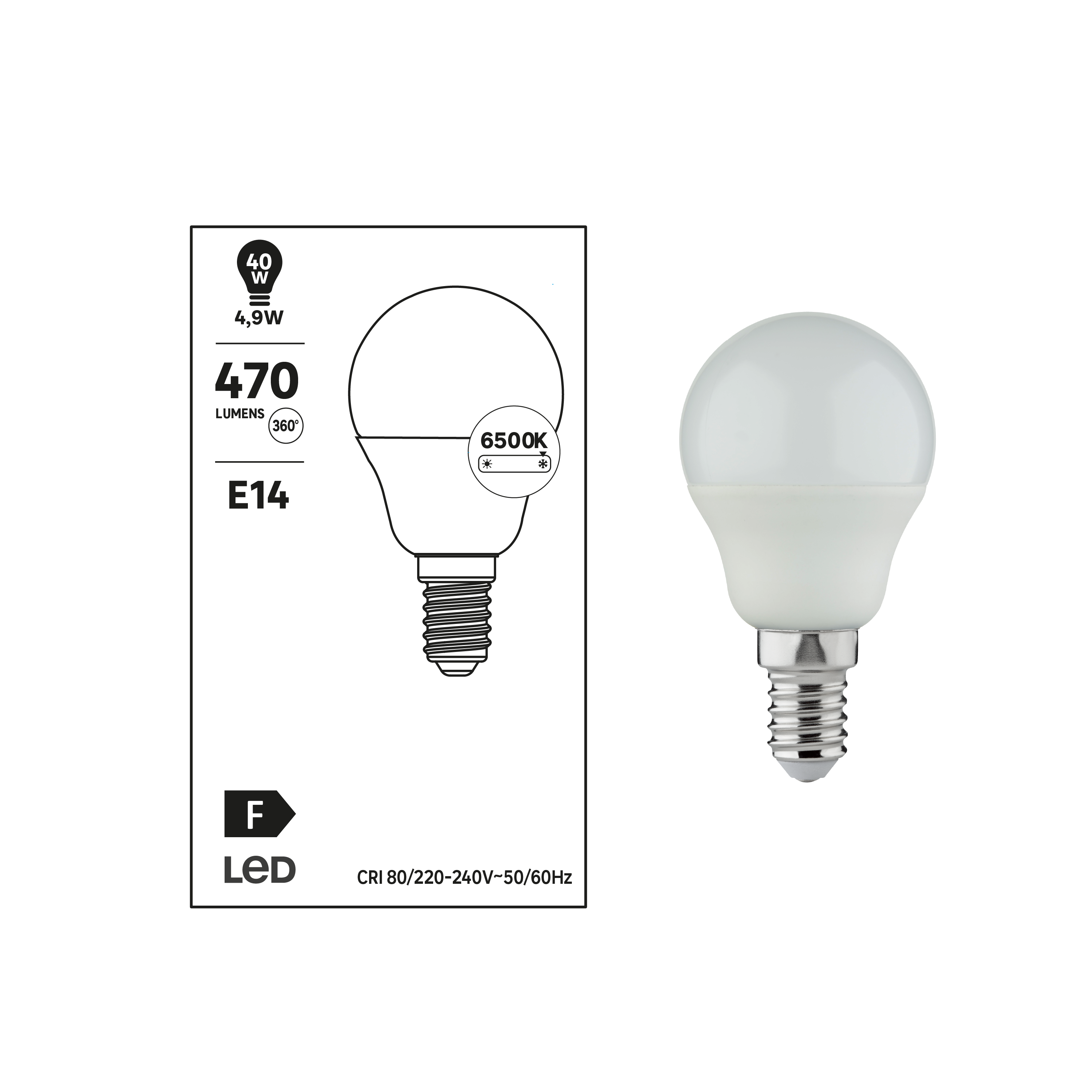 Lampada LED E14 7W Luce Naturale Equivalente a 45W Tipo MiniGlobo - Coop LED