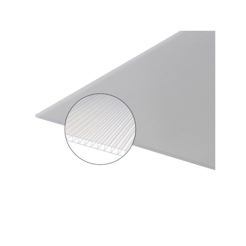 VT PLASTIQUES - Plafond polycarbonate alvéolaire incolore 6mm 1300G 1200 x  600 mm