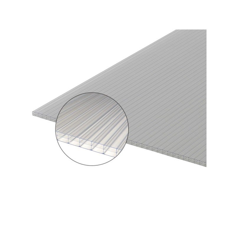 Plaque alvéolaire polycarbonate transparent 300 x 100 cm, ép. 16mm (vendue  à la plaque)