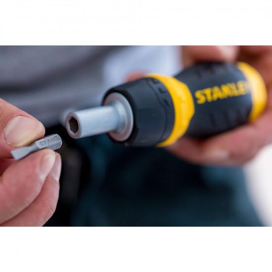 STANLEY 0-66-358 - Destornillador multipuntas extracorto con carraca 6  puntas