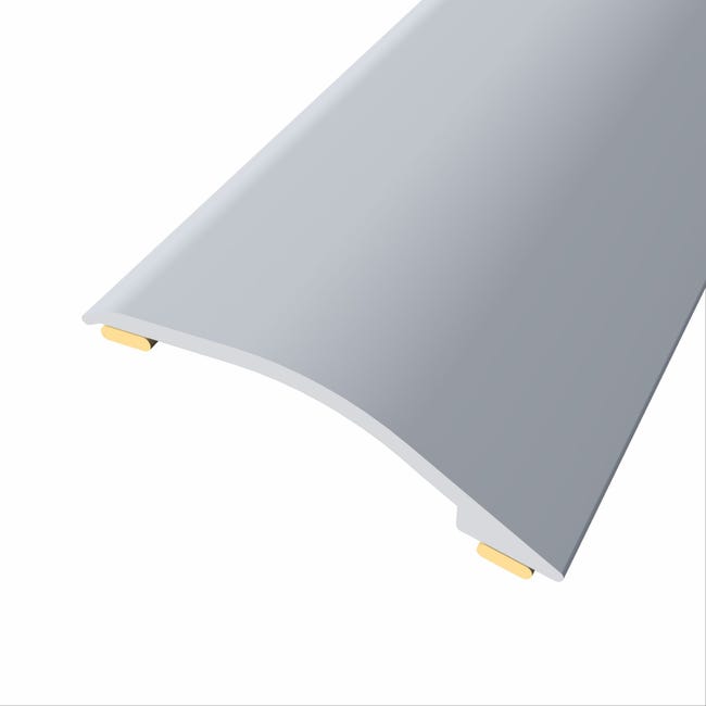 Barre de seuil adhésive différence niveau aluminium coloris (03) argent  Long 90 cm larg 3,8cm Ht 1,2cm