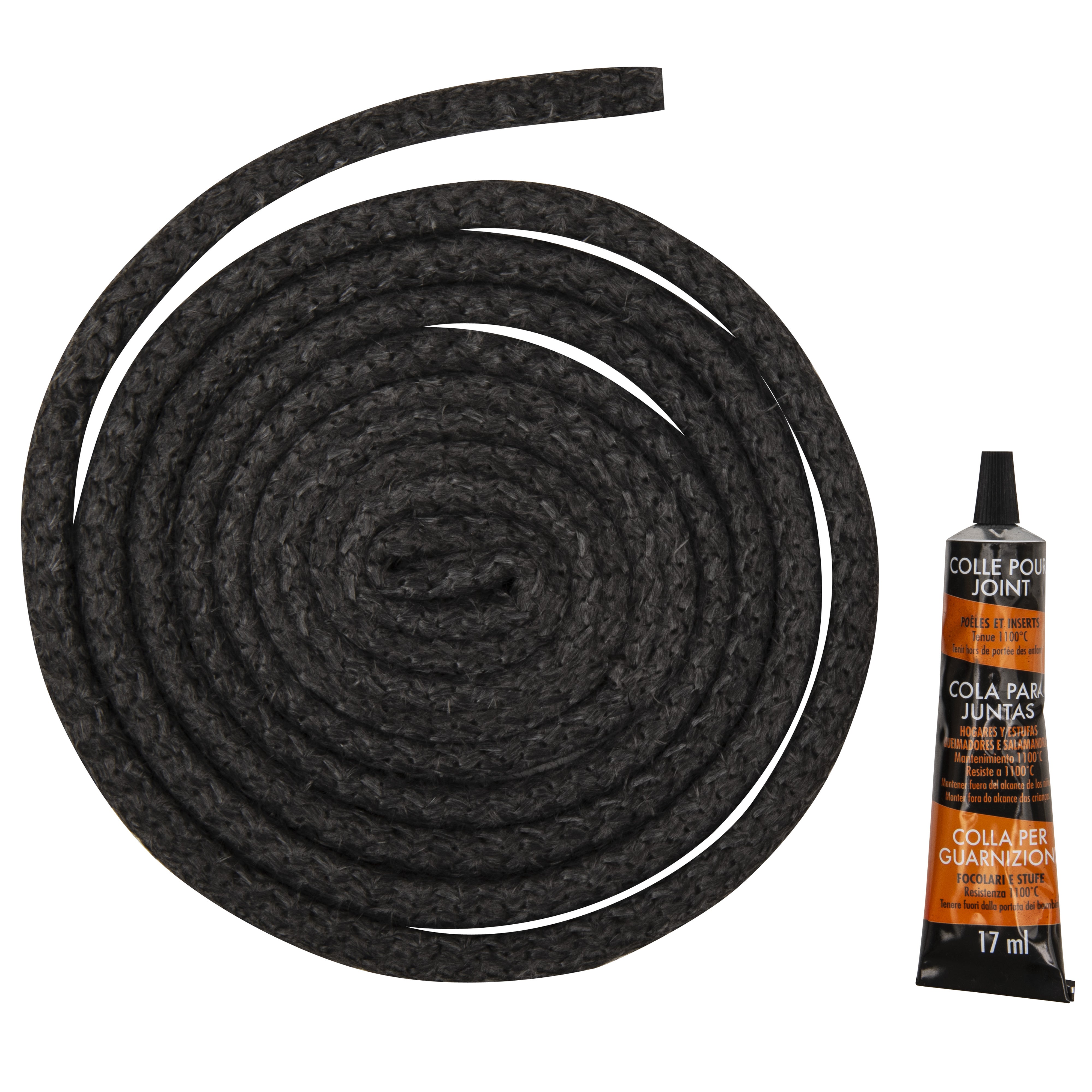 Promo Joint tresse noir rond ou plat pour insert de cheminée ou poêle chez  Provence Outillage