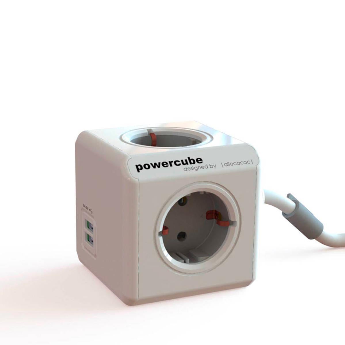 Ladrón de corriente y USB PowerCube Allocacoc – 4 enchufes – Blanco –  Shopavia