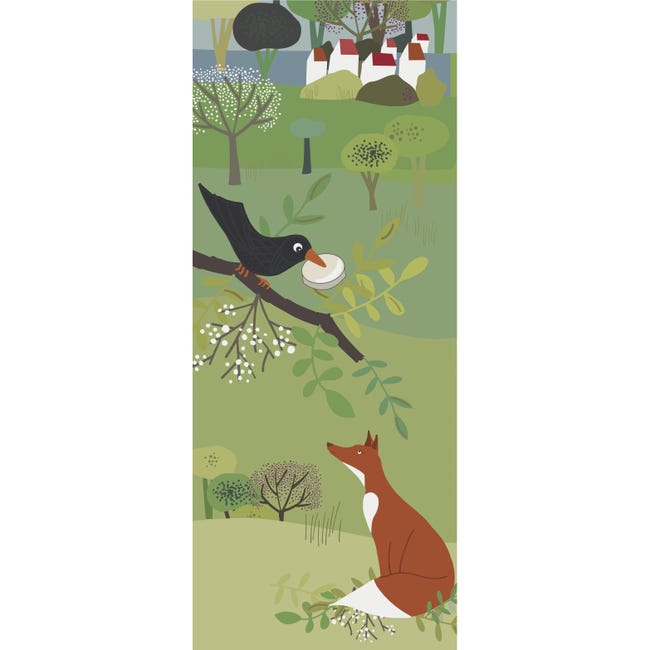 Sticker adesivi per porte, illustrazione della favola Il corvo e