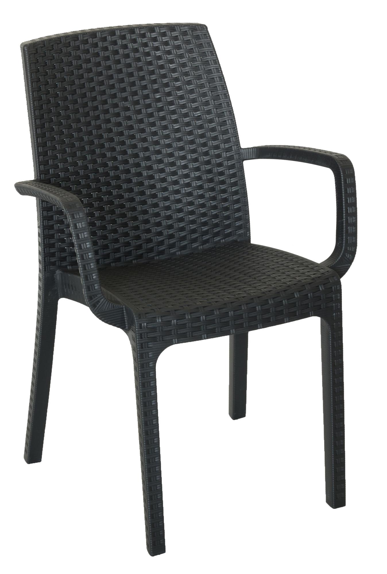 MAURY'S Poltrona Indiana Impilabile In Polyrattan Sintetico Taupe - Resistente Alle Intemperie Per Giardino E Esterni - 3