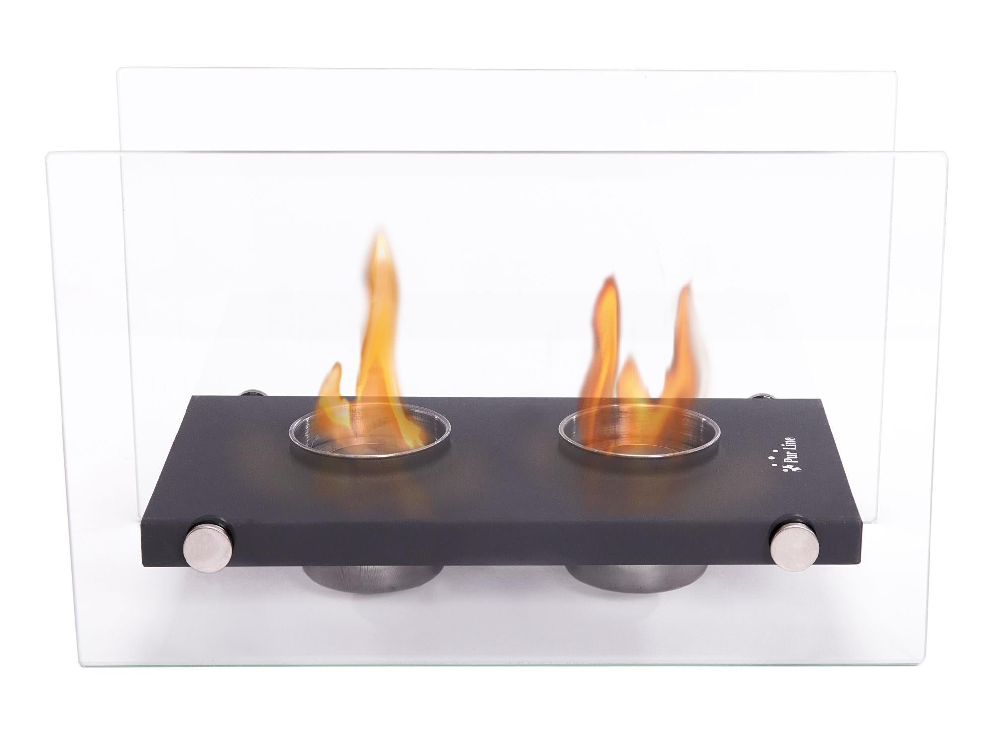 Cheminee Bioethanol De Table Double Flamme Avec Verre Trempe Leroy Merlin