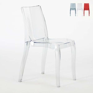 Pack 2 chaises Salle à Manger Transparentes Bruno, Coussin, 54 cm