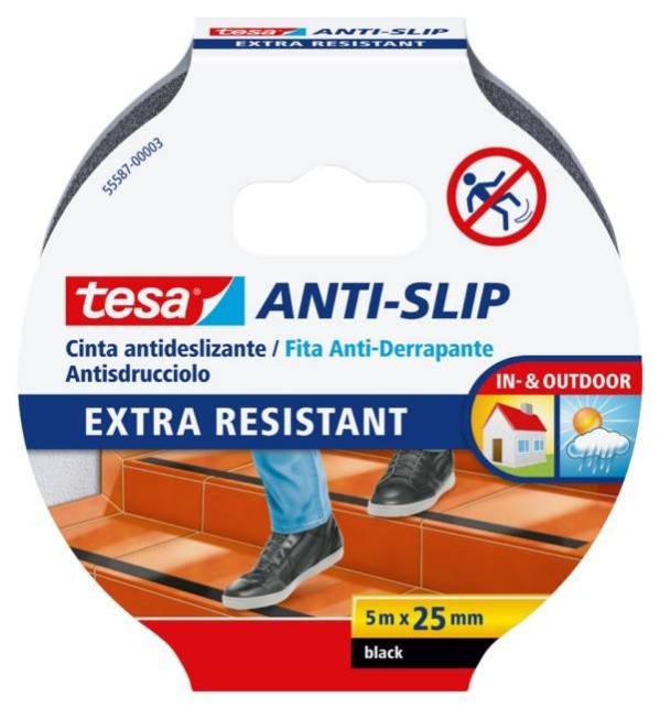 Tesa Cinta Antideslizante Adhesiva 5M X 25Mm Negro
