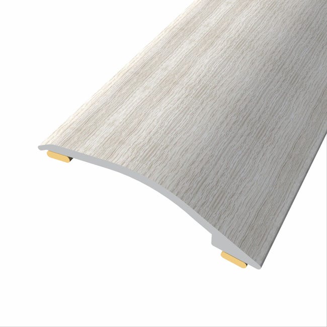 Barre de seuil adhésive différence niveau aluminium coloris (73) Chêne  blanc gris Long 90 cm larg 3,8cm Ht 1,2cm