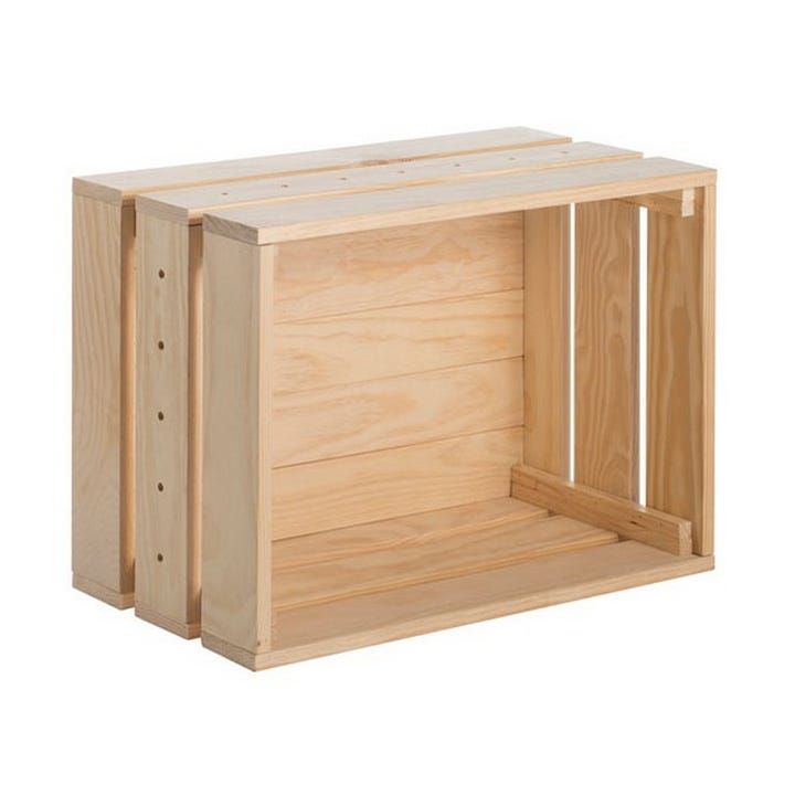 Caja de almacenaje HOUSE madera barnizada