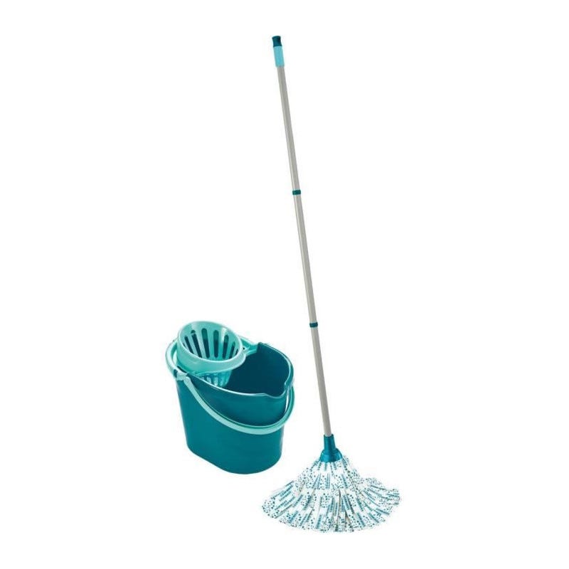 Leifheit - 52019 - Clean Twist - Mop Plastique Bleu Turquoise - Balai à  Franges + Seau Essorage Rotatif: Cuisine & Maison - Cdiscount Au quotidien