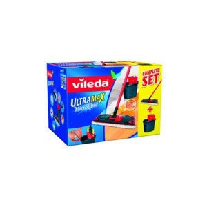 Vileda Easy Wring and Clean Turbo Microfibre serpillière et seau, 48,5 x  27,5 x 28 cm, gris/rouge