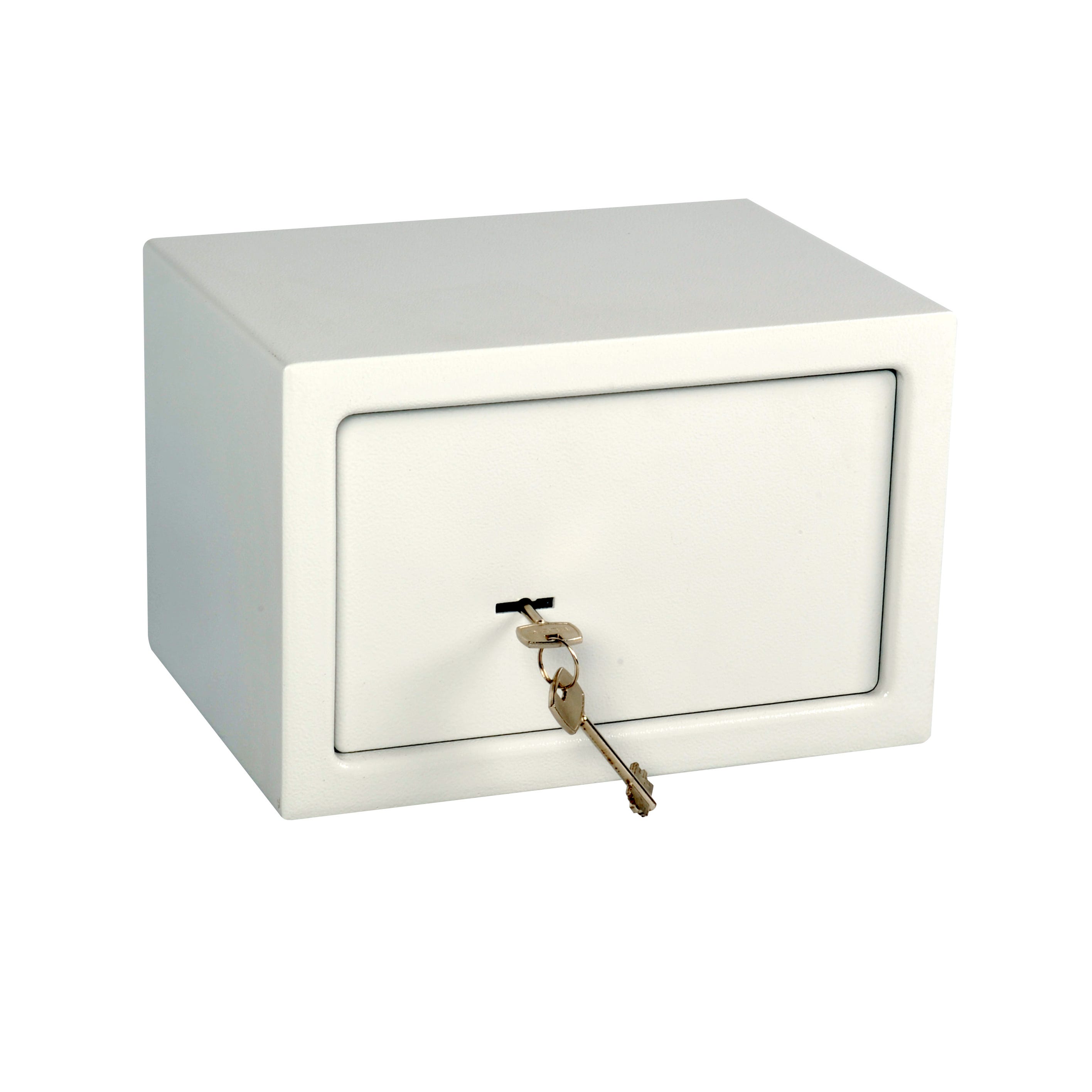 GENERICO Mini Caja Fuerte Pequeña Caja Con Llave Caja Seguridad Metal  Blanco.
