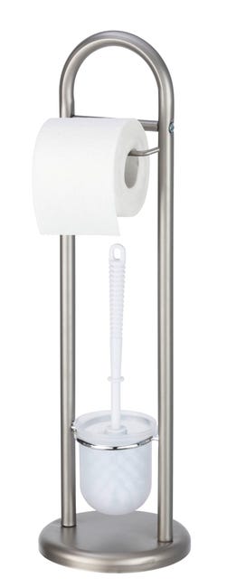 WENKO Colonnina con portarotolo e scopino WC Hella - Portascopino WC con portarotolo, Acciaio, 15 x 69 x 20 cm, Nero WENKO Colonnina con portarotolo e scopino WC Hella - Portascopino WC con portarotolo, Acciaio, 15 x 69 x 20 cm, Nero