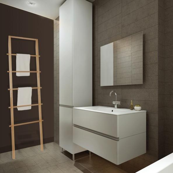 MSV - Porte Serviettes Mural En Acier & Bambou IANA Blanc Mat MSV