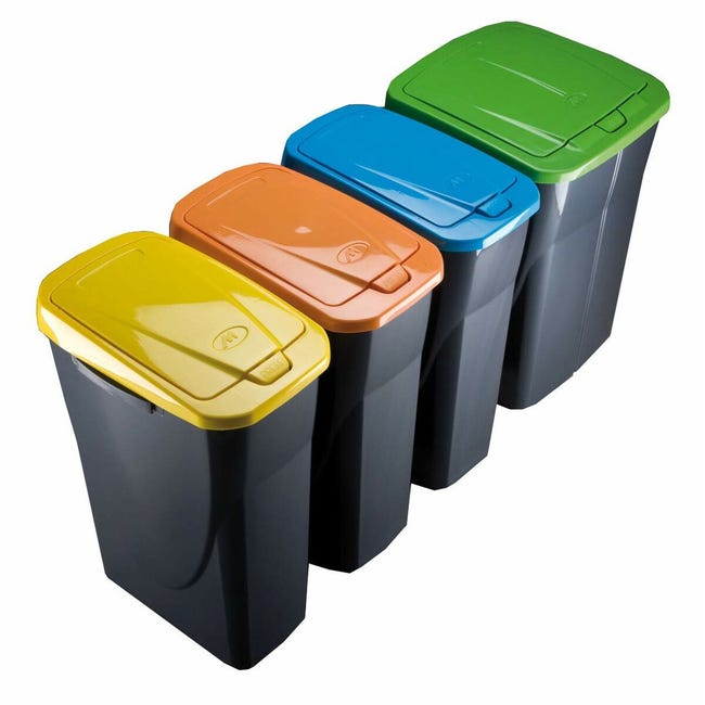 Cubo de basura para reciclar 25 litros color amarillo 21.5 x 36 x