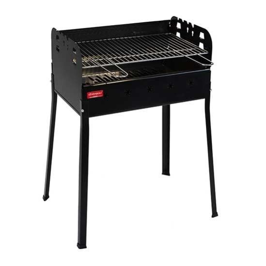 Ferraboli Ledro Grill Carrello Antracite Nero – Griglia Cromata 58x37 Cm, Altezza Regolabile, Fianchetti Paravento E Fori Per Combustione