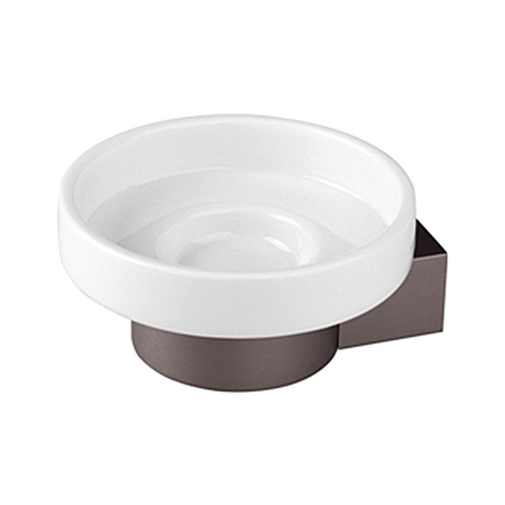 Portasapone Bagno Grigio in Alluminio con piattino in Ceramica Design  Moderno